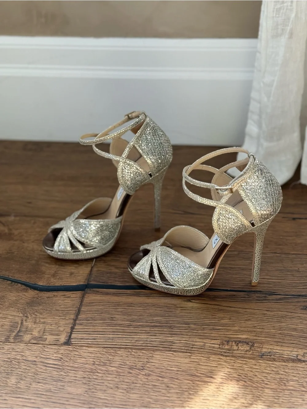 Jimmy Choo Glitter Strappy Platform Stilettos - Picture 3 of 7